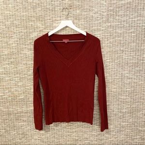Wine Red V-Neck Sweater